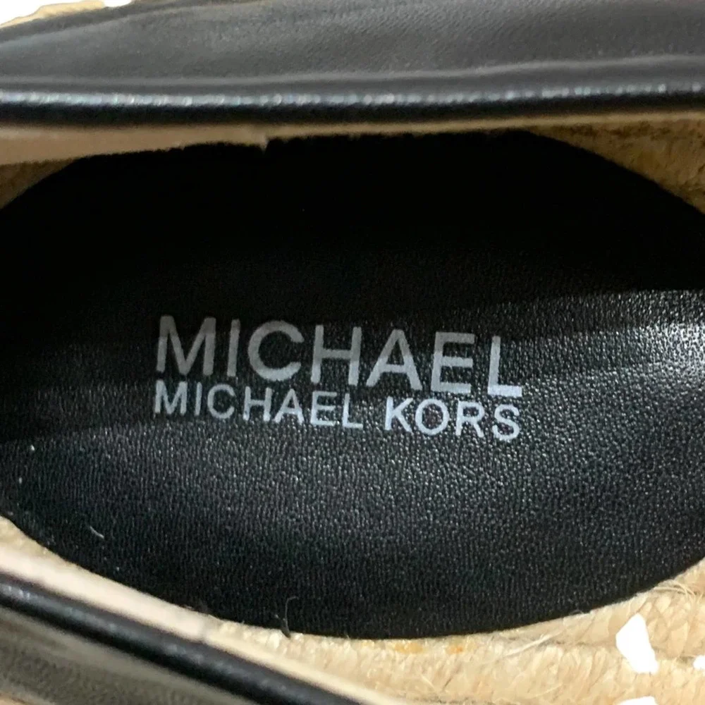 Michael Kors - Lola Espadrille, EUC, size 9.5, black with white flowers